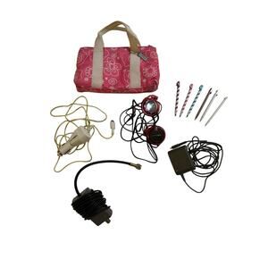 Nintendo DS Pink Purse Case, Stylus Pens, Headphones, & Cords Bundle
